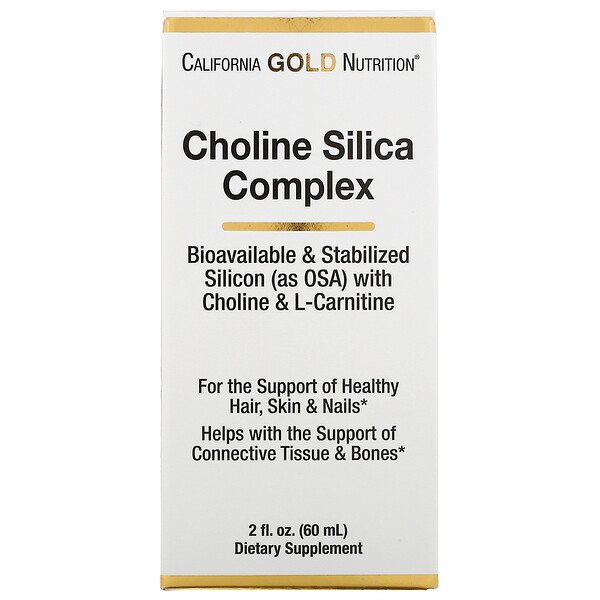 California Gold Nutrition, Choline &amp; Silicon Complex, Bioavailable Collagen to Support the Body, 2 fl oz (60 ml)