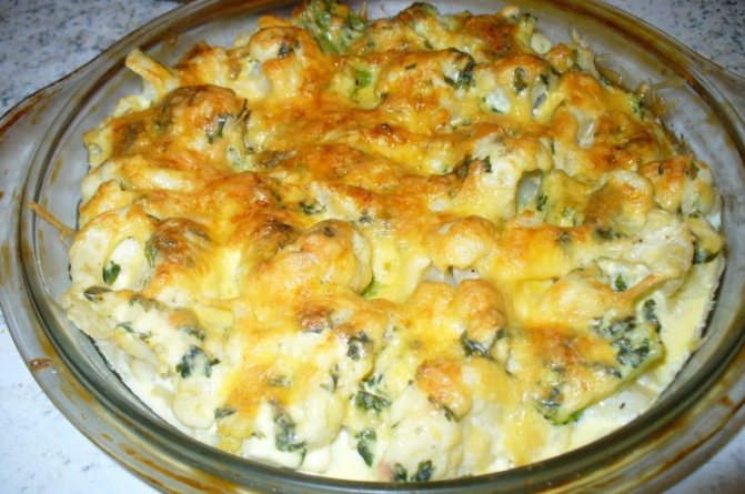 Cauliflower baked in the oven with cheese