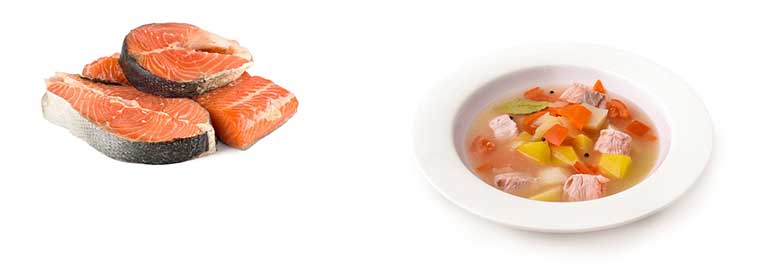 What is the calorie content of fish soup?