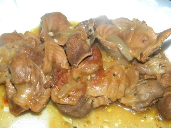 calorie content of stewed chicken gizzards