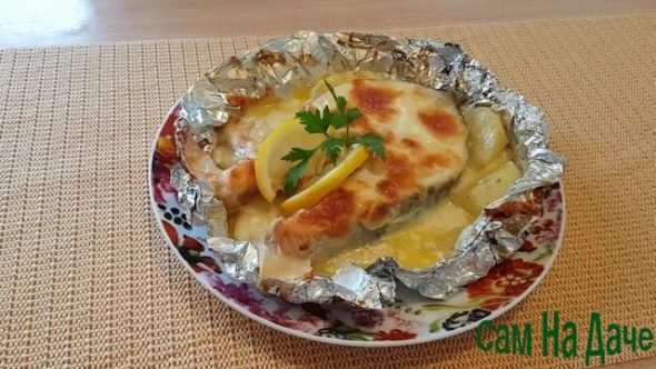 Fish baked in foil in the oven